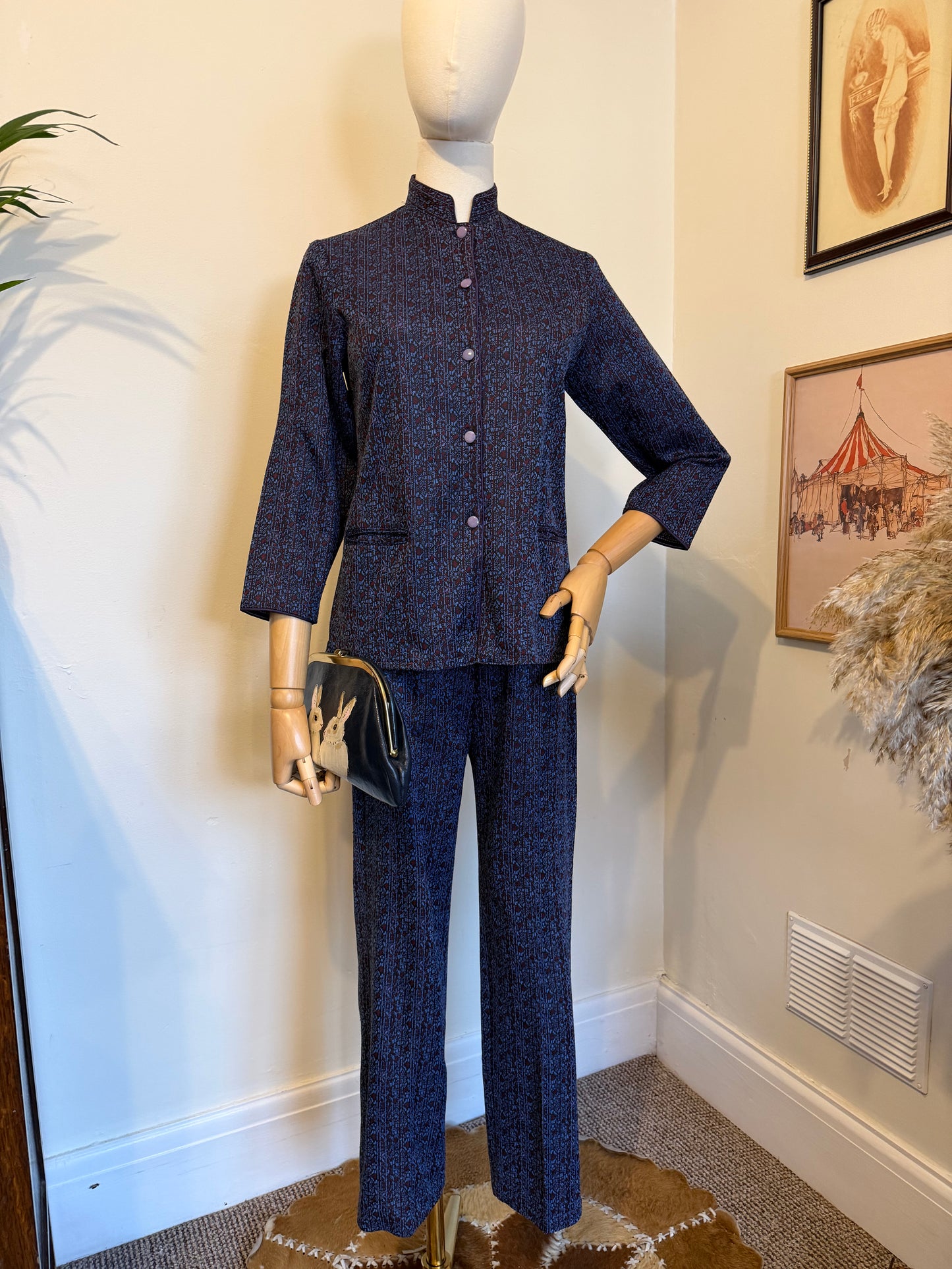 Vintage 1960s Jacquard Shirt & Trouser Set
