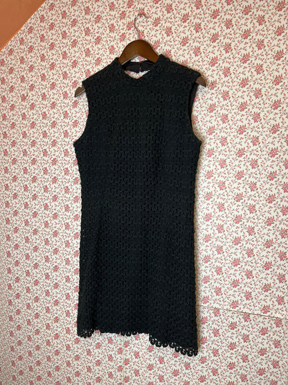 Vintage 1960s Hand Made Textured Little Black Dress