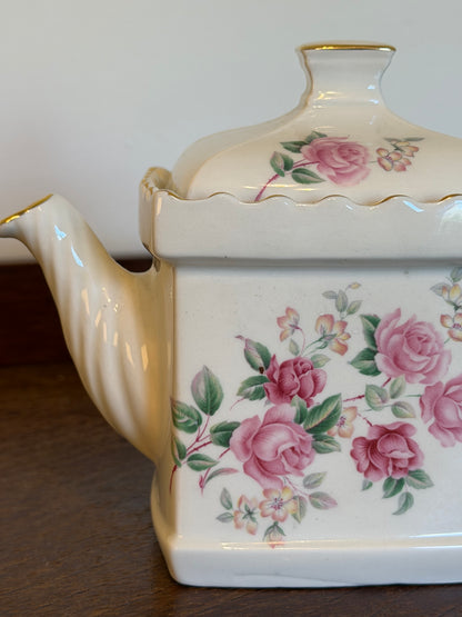 Vintage Sadler Made in England Square Rose Teapot