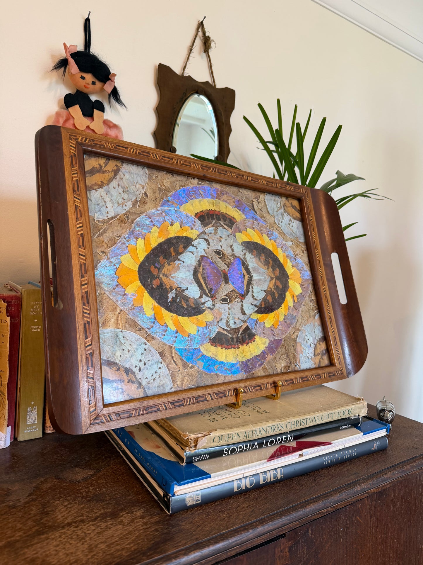 Vintage Brazilian Inlaid Butterfly Tray