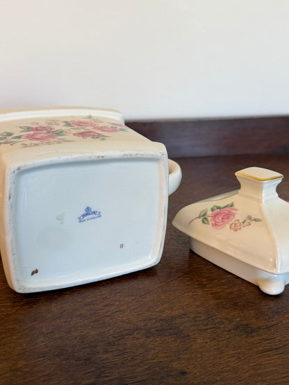 Vintage Sadler Made in England Square Rose Teapot