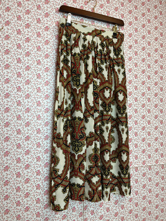 Vintage 1980s Pattern Midi Skirt