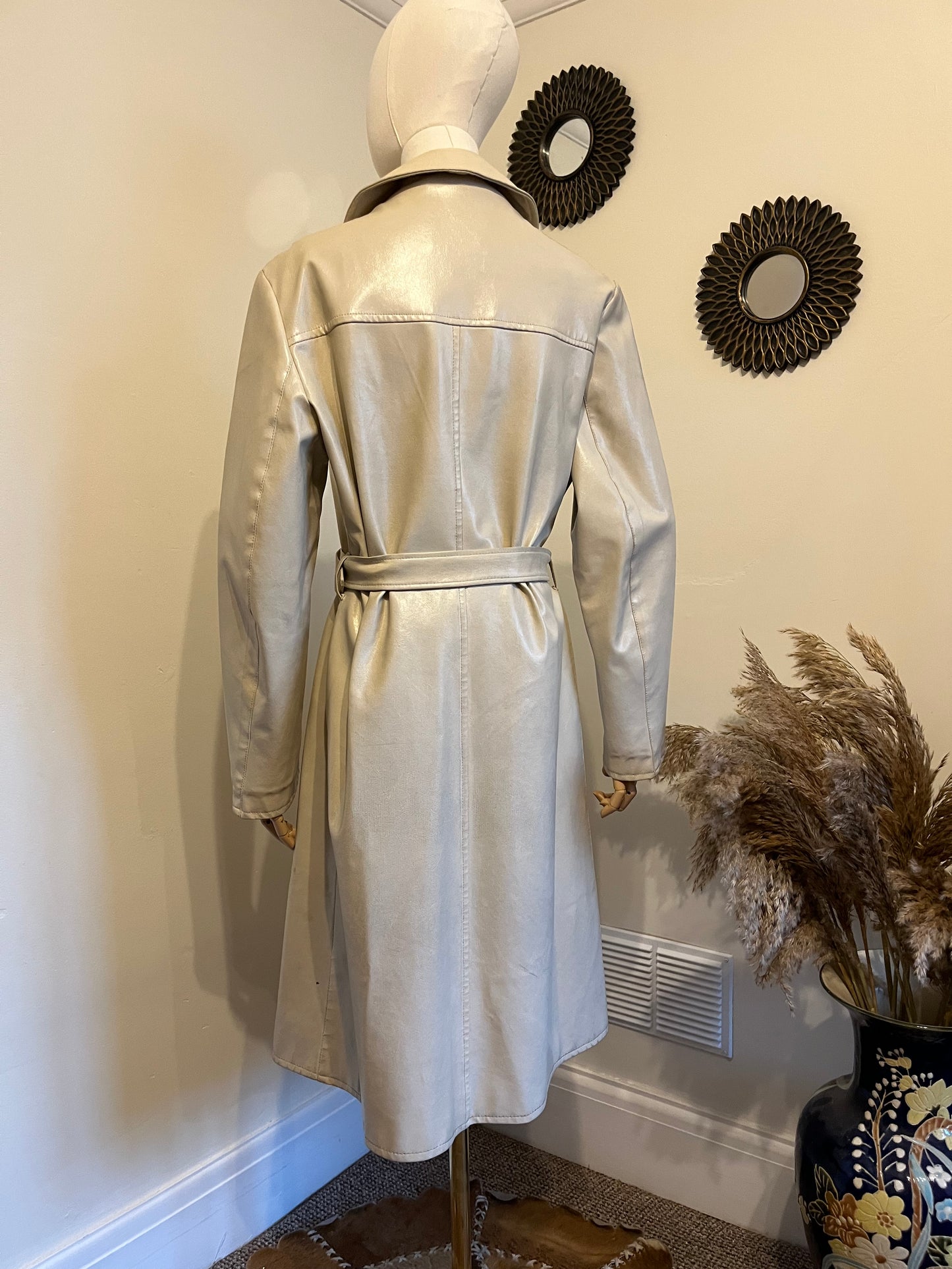 Vintage 1960s White Vinyl Double Breasted Coat