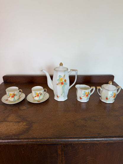 Vintage Hand Painted Miniature Ceramic Tea Pot Cup & Saucer Set