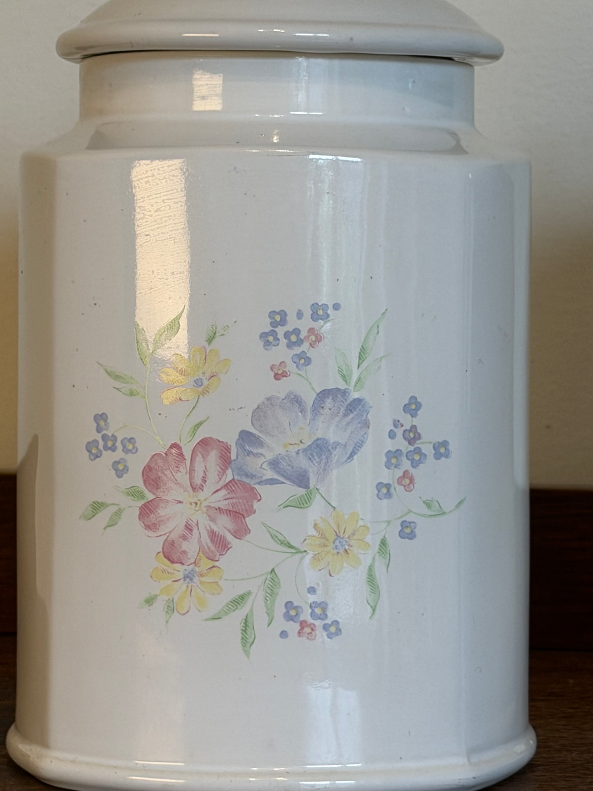 Vintage Floral Ceramic Storage Jars with Lids Set of 2