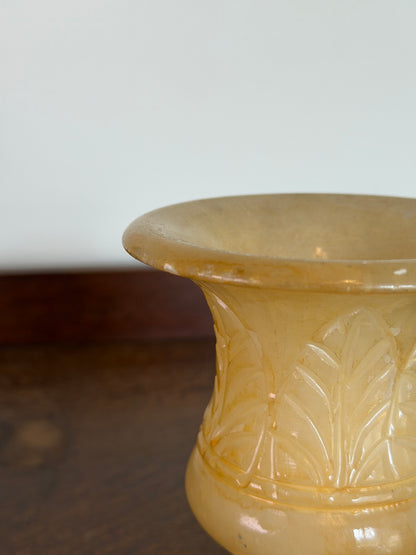 Vintage Honey Alabaster Carved Bud Vase