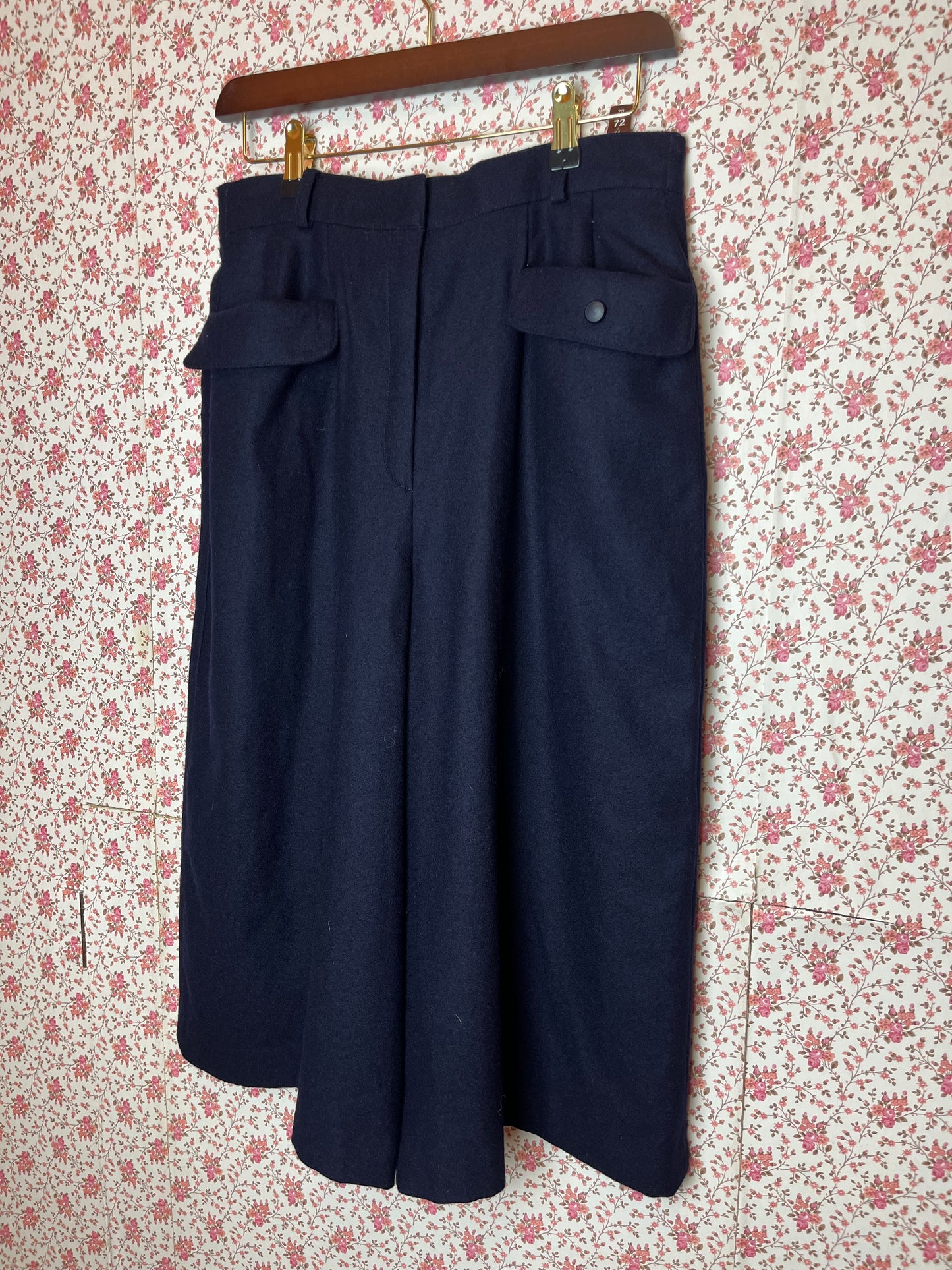 Vintage 1940s Navy Pure Wool Japanese Culottes