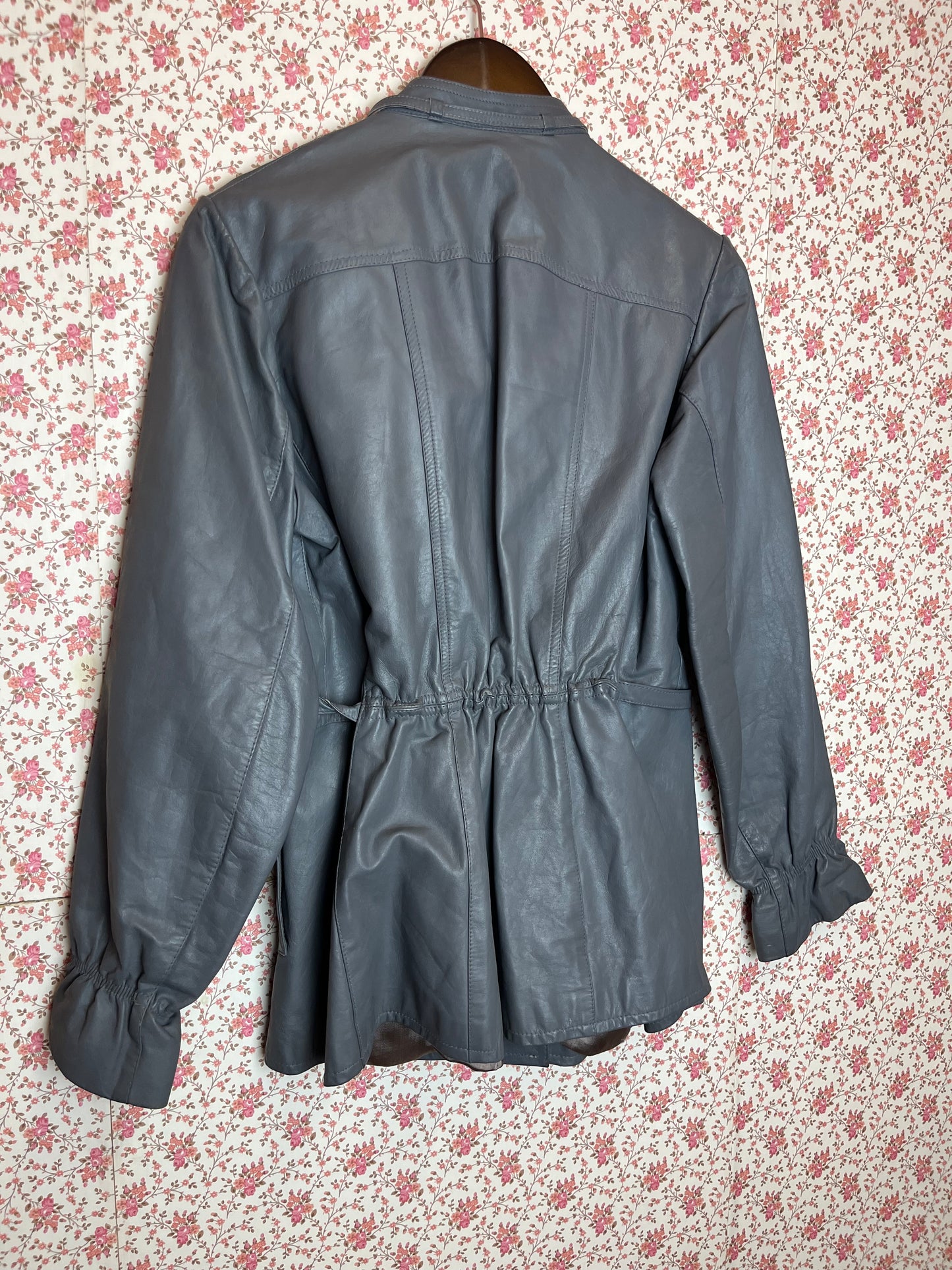 Vintage 1980s Grey Leather Tailored Jacket