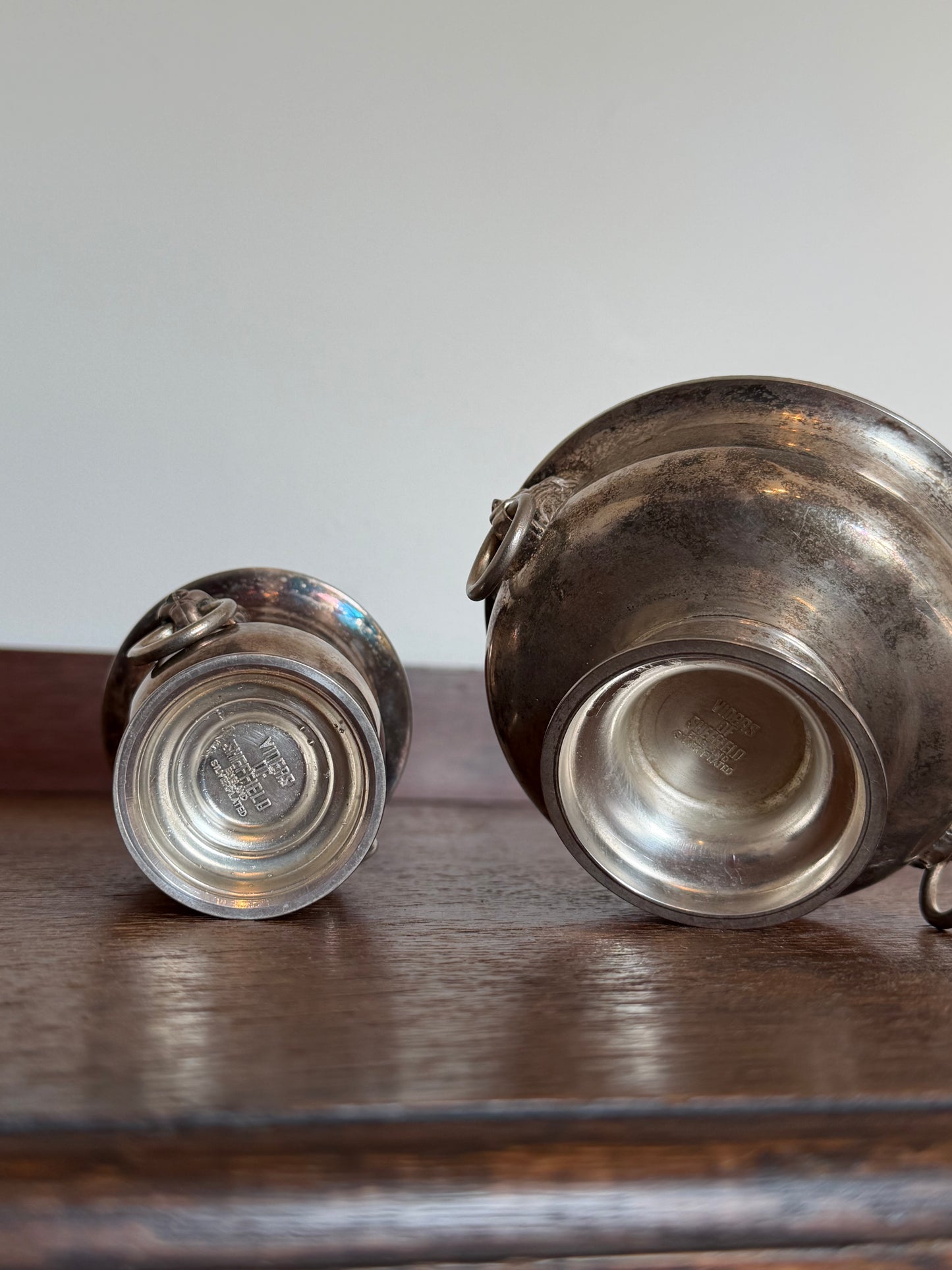 Vintage Silver-Plated Lion Head Flower Frog & Bud Vase Set