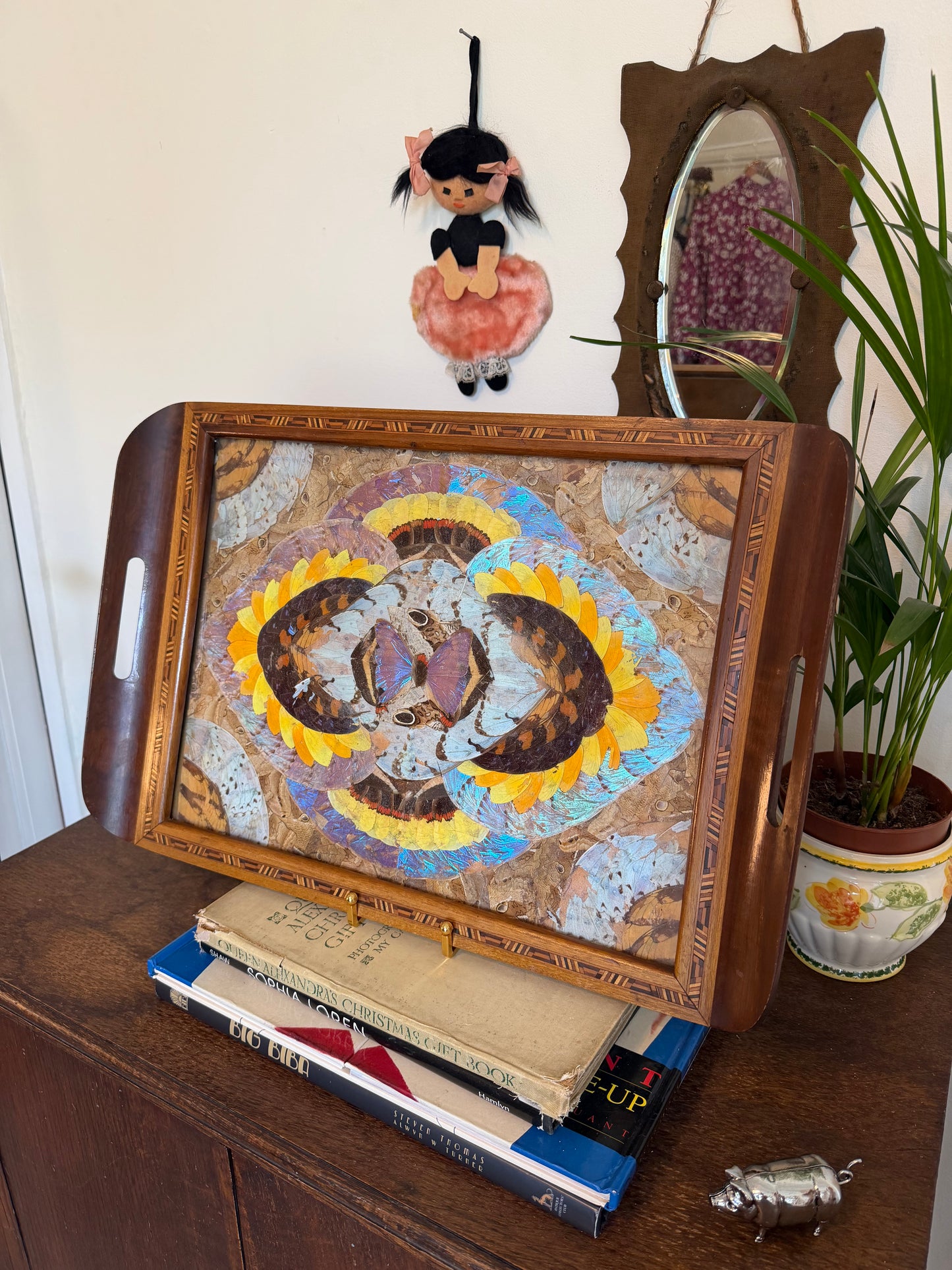 Vintage Brazilian Inlaid Butterfly Tray