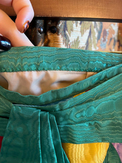 Vintage 1970s Hand Made Harlequin Taffeta Maxi Skirt