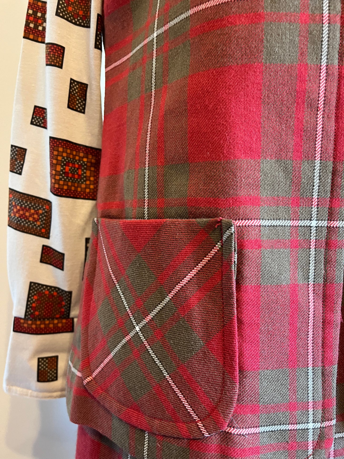 Vintage 1970s Wool Plaid Waistcoat & Skirt Set