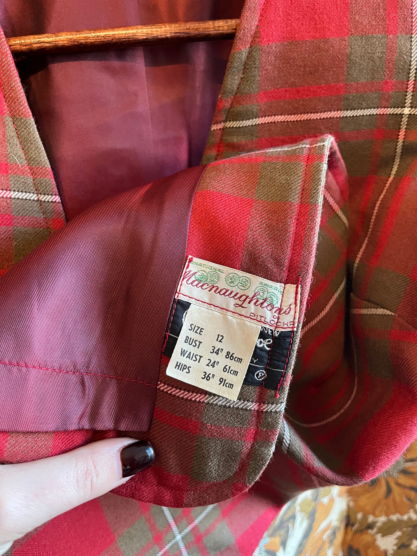 Vintage 1970s Wool Plaid Waistcoat & Skirt Set