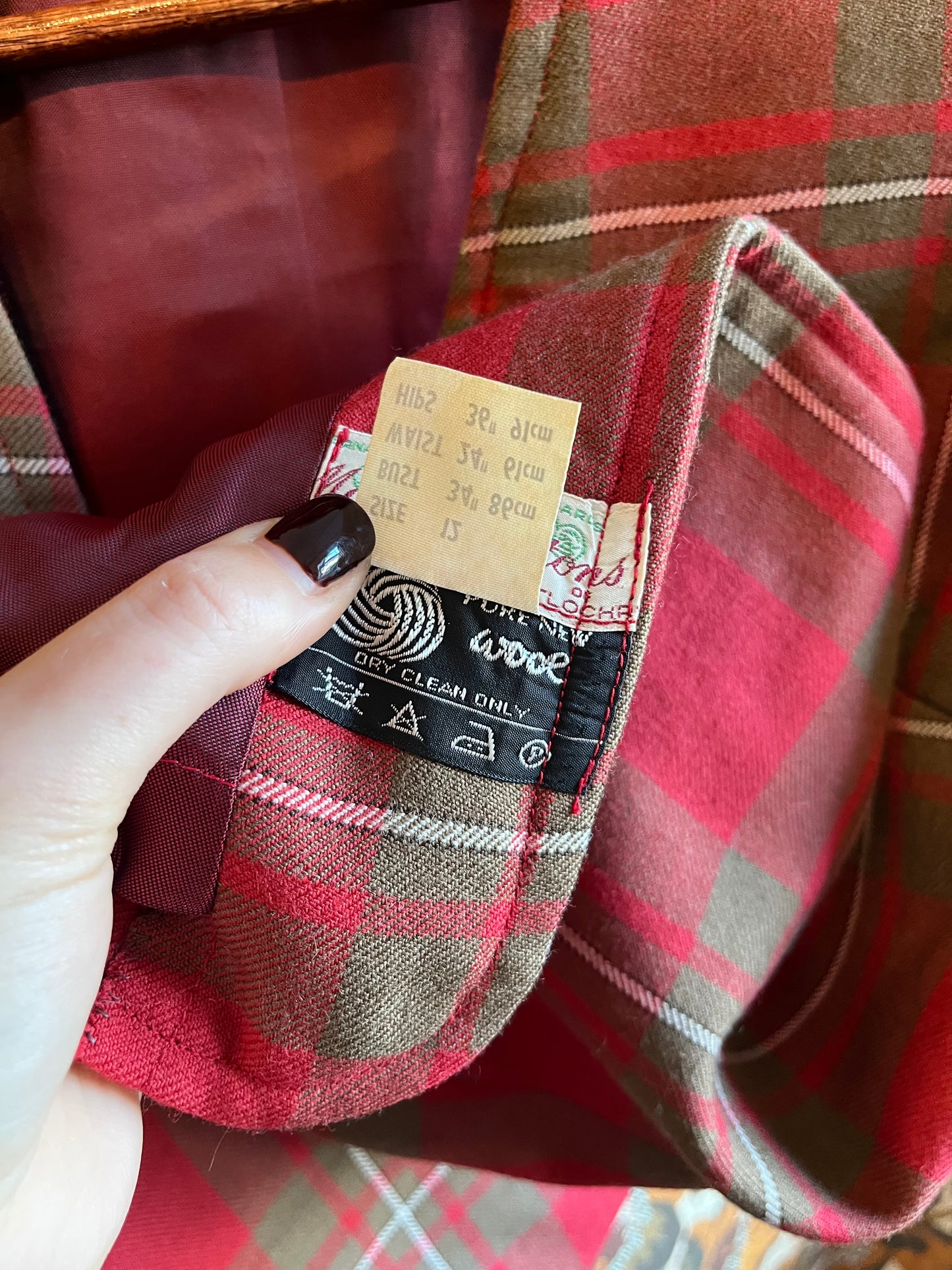 Vintage 1970s Wool Plaid Waistcoat & Skirt Set