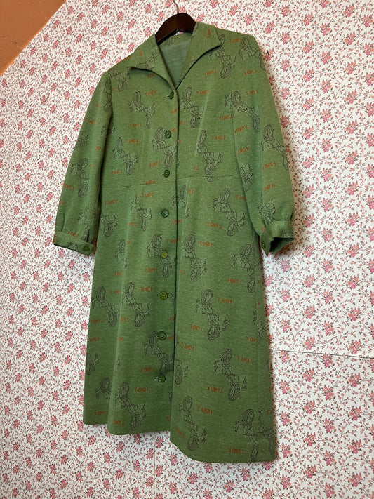 Vintage 1970s Hand Made Woven Tandk Shirt Dress