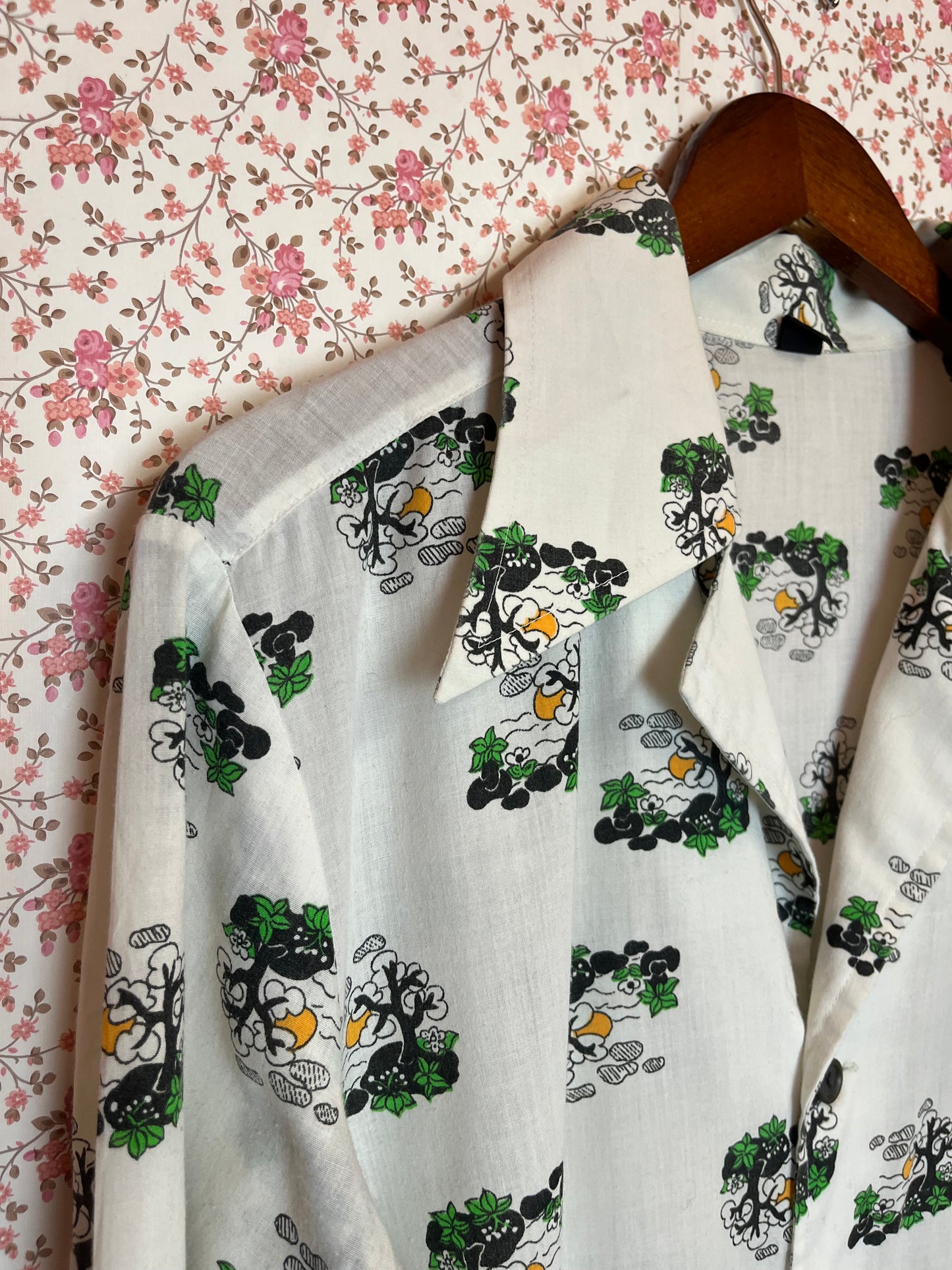 Vintage 1970s Bonsai Print Shirt