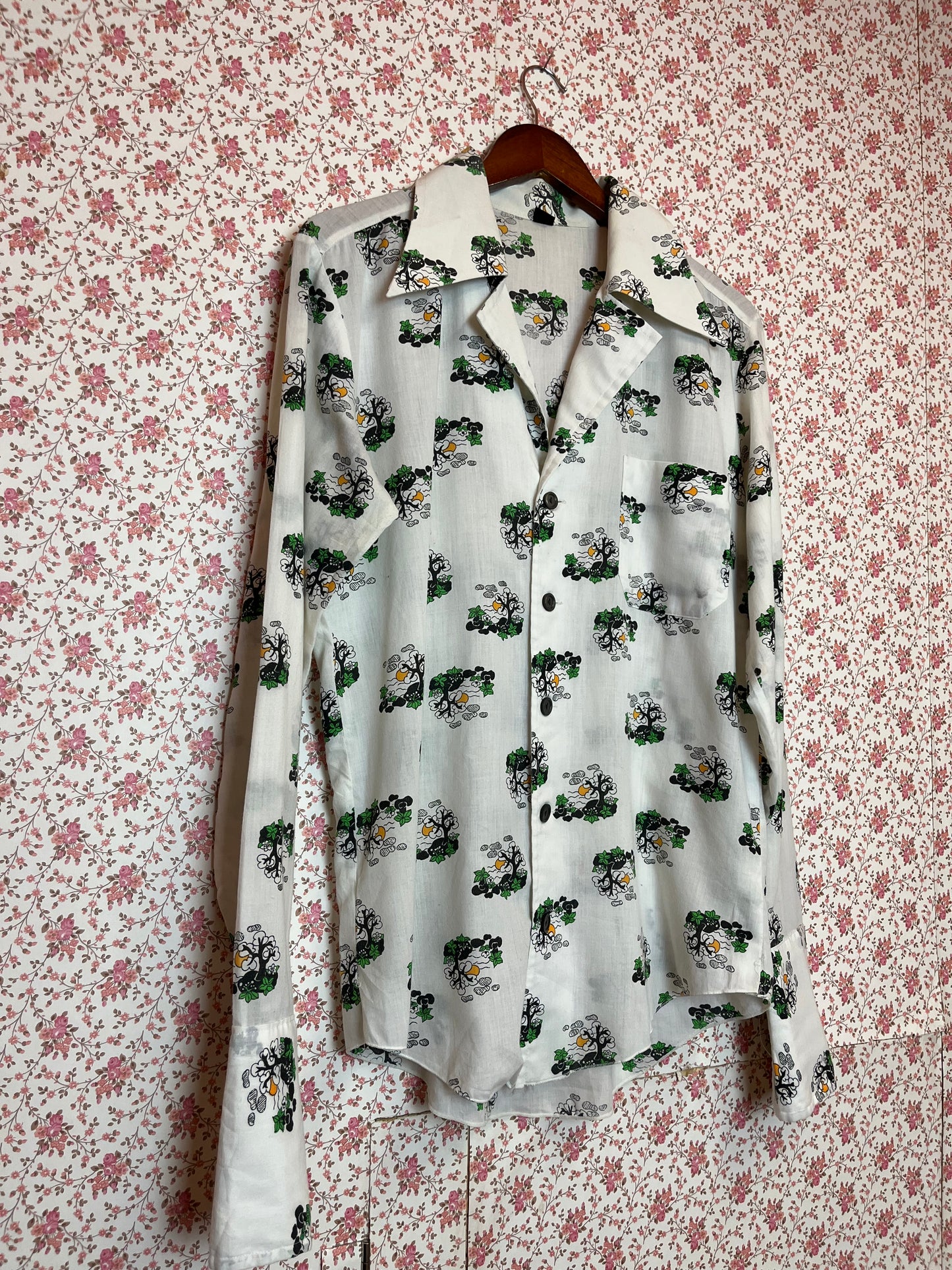 Vintage 1970s Bonsai Print Shirt