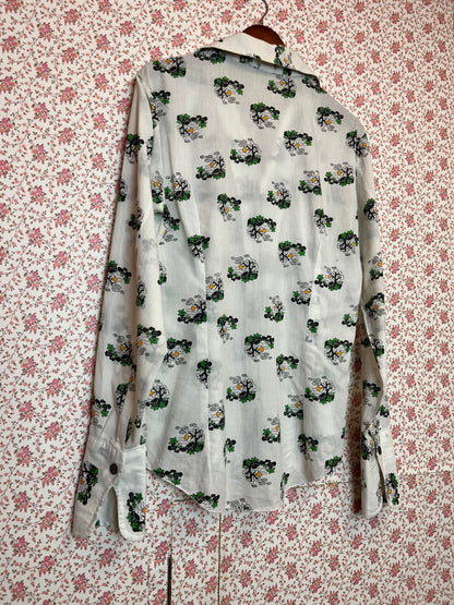 Vintage 1970s Bonsai Print Shirt