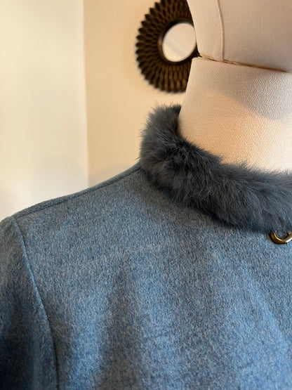 Vintage 1980s Angora Trim Drop Waist Dress