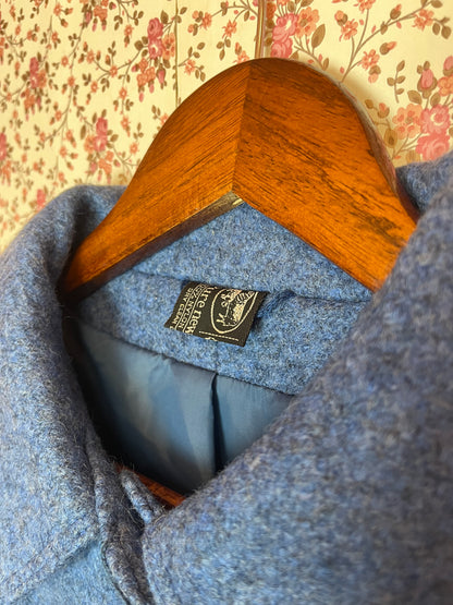 Vintage 1960s Pure Wool Blue Swing Coat