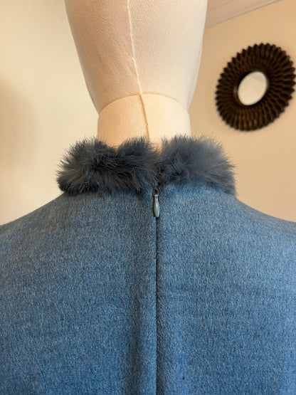 Vintage 1980s Angora Trim Drop Waist Dress