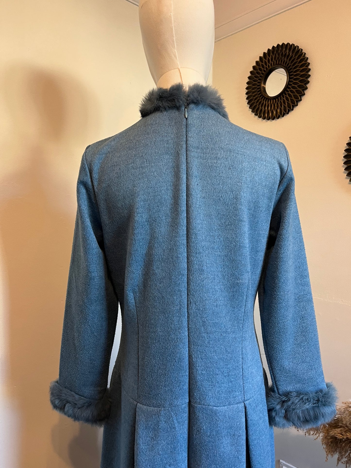 Vintage 1980s Angora Trim Drop Waist Dress