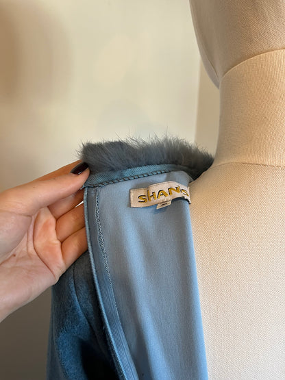 Vintage 1980s Angora Trim Drop Waist Dress