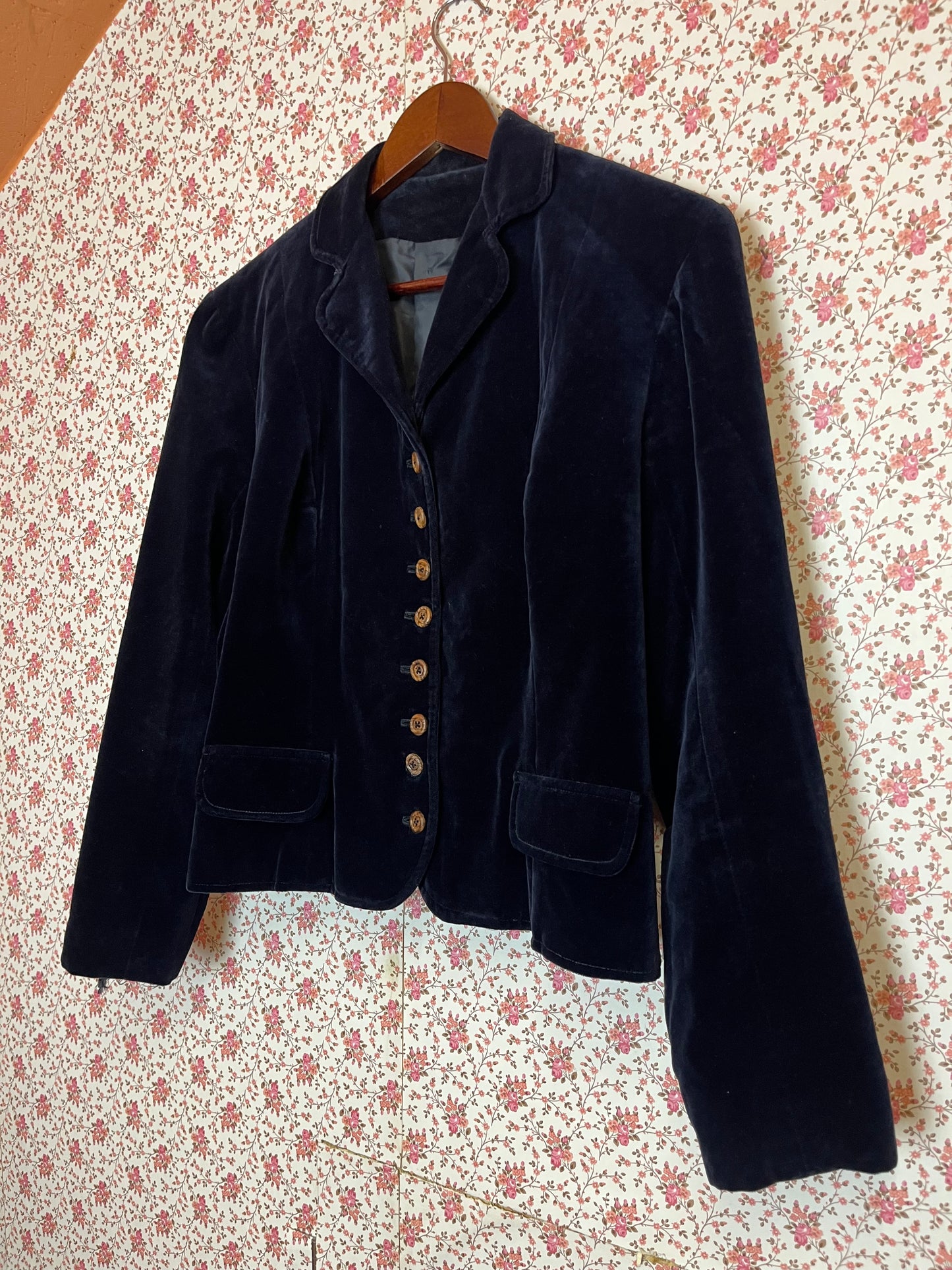 Vintage 1940s Hand Made Navy Velvet Blazer