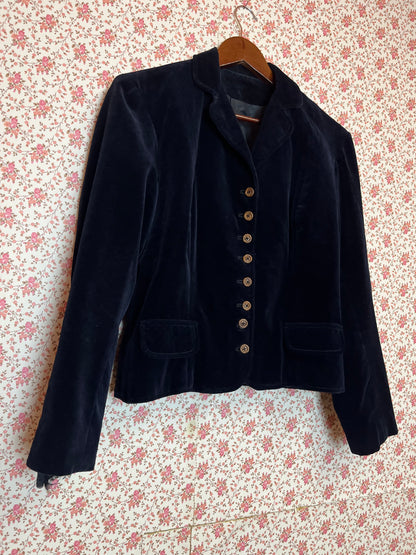 Vintage 1940s Hand Made Navy Velvet Blazer