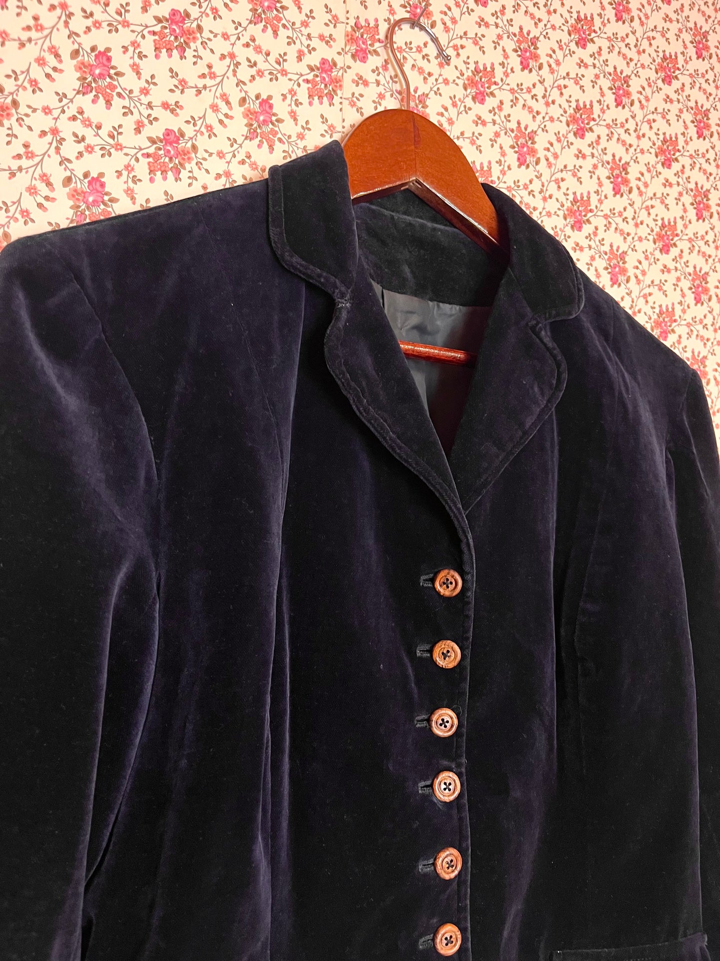 Vintage 1940s Hand Made Navy Velvet Blazer