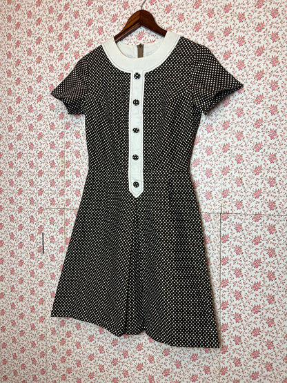 Vintage 1960s Dandi by Berketex Brown Polka Dot Mini Dress