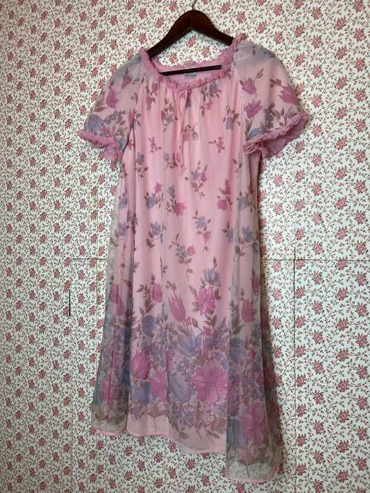 Vintage 1960s Pink & Blue Babydoll Negligee
