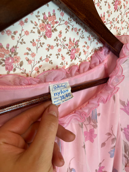 Vintage 1960s Pink & Blue Babydoll Negligee