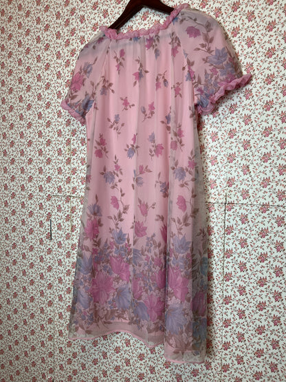 Vintage 1960s Pink & Blue Babydoll Negligee