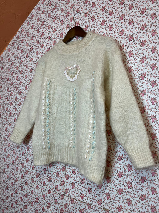 Vintage 1960s Hand Knitted Wool Blend Jumper