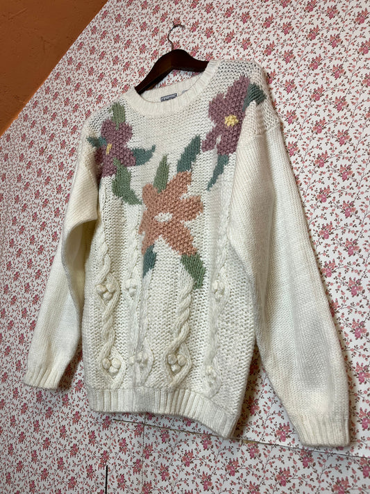 Vintage 1980s Floral Knit Jumper