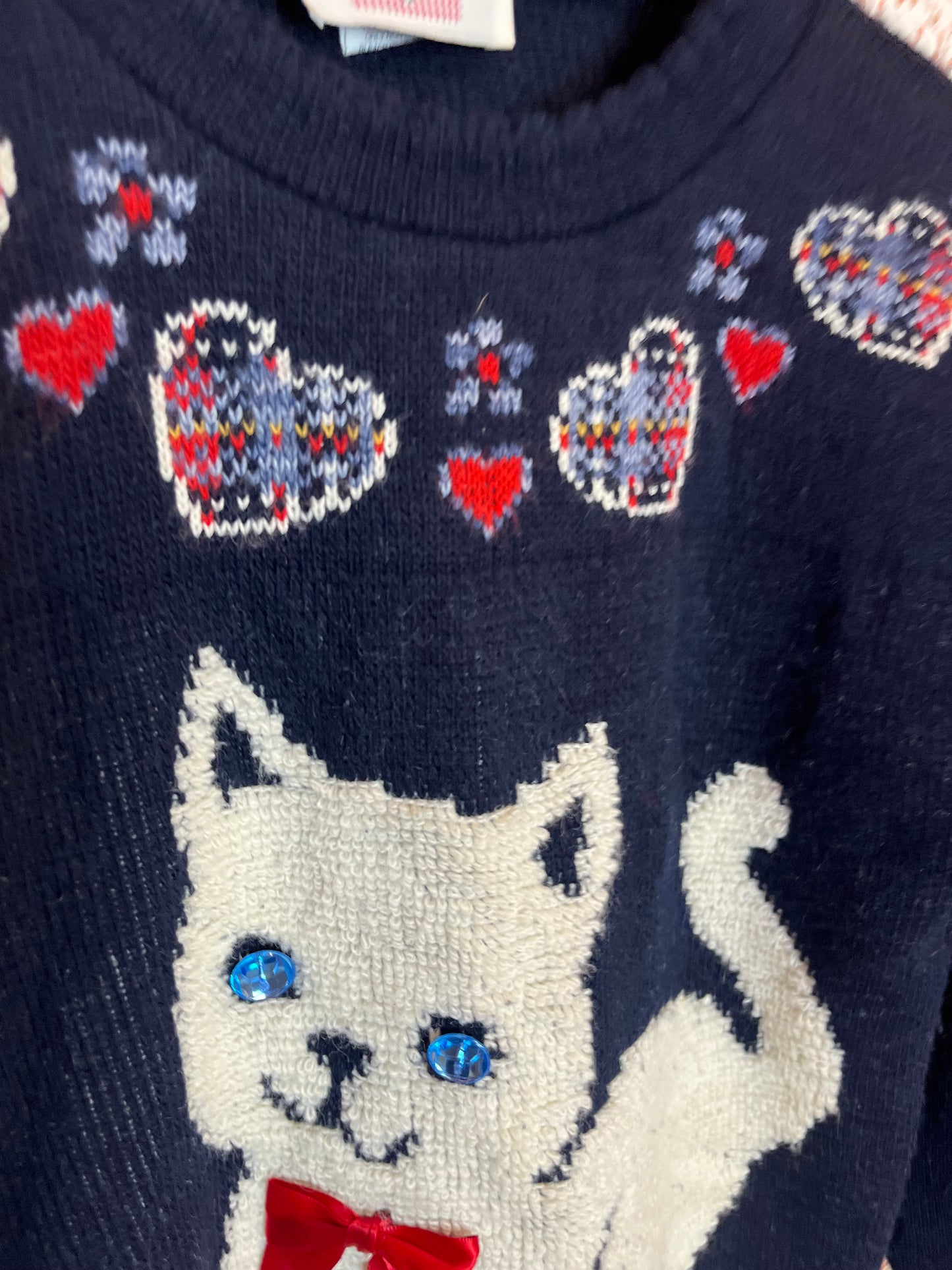 Vintage 1980s Knitted Cat Jumper