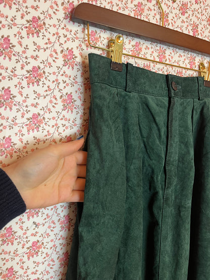 Vintage 1980s Green Suede Maxi Skirt