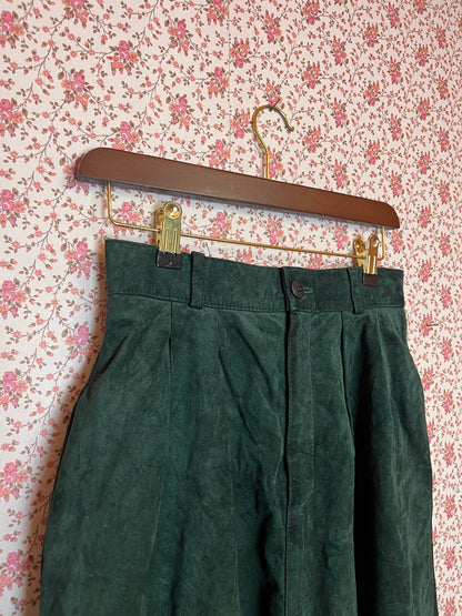 Vintage 1980s Green Suede Maxi Skirt