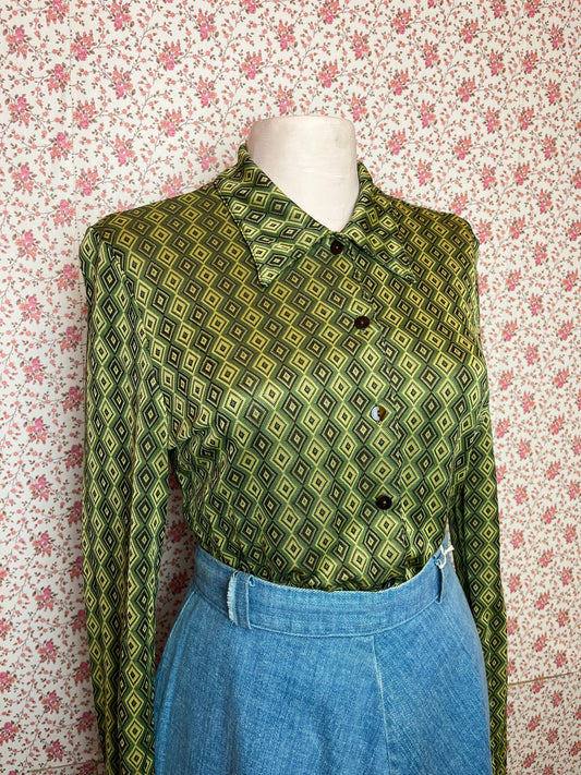 Vintage 1990s 70s Style Geometric Shirt