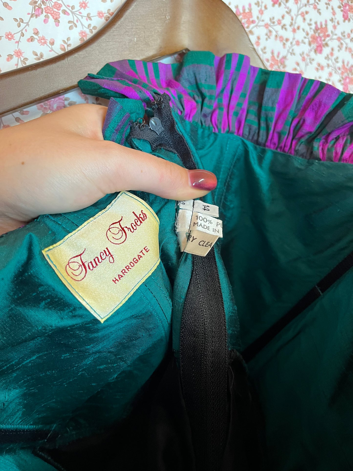 Vintage 1970s Strapless Ruffled Silk Bodycon Maxi Dress