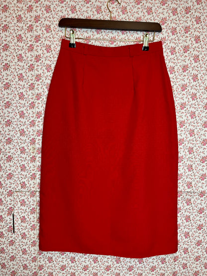 Vintage 1970s Red Textured Pencil Skirt