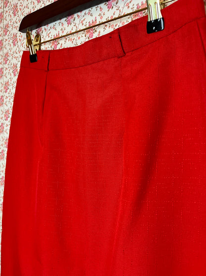 Vintage 1970s Red Textured Pencil Skirt