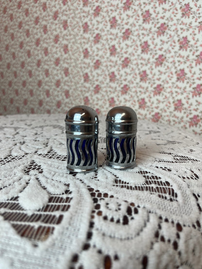 Vintage EPNS Miniature Wavy Salt & Pepper Shakers