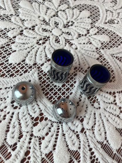 Vintage EPNS Miniature Wavy Salt & Pepper Shakers