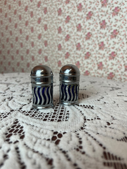 Vintage EPNS Miniature Wavy Salt & Pepper Shakers