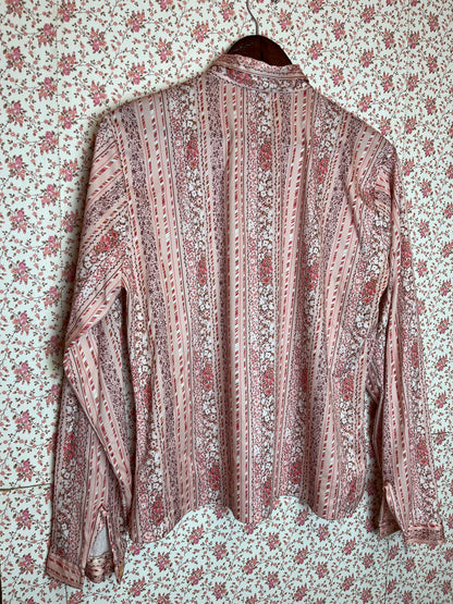 Vintage 1960s Pink Floral Stripe Shirt