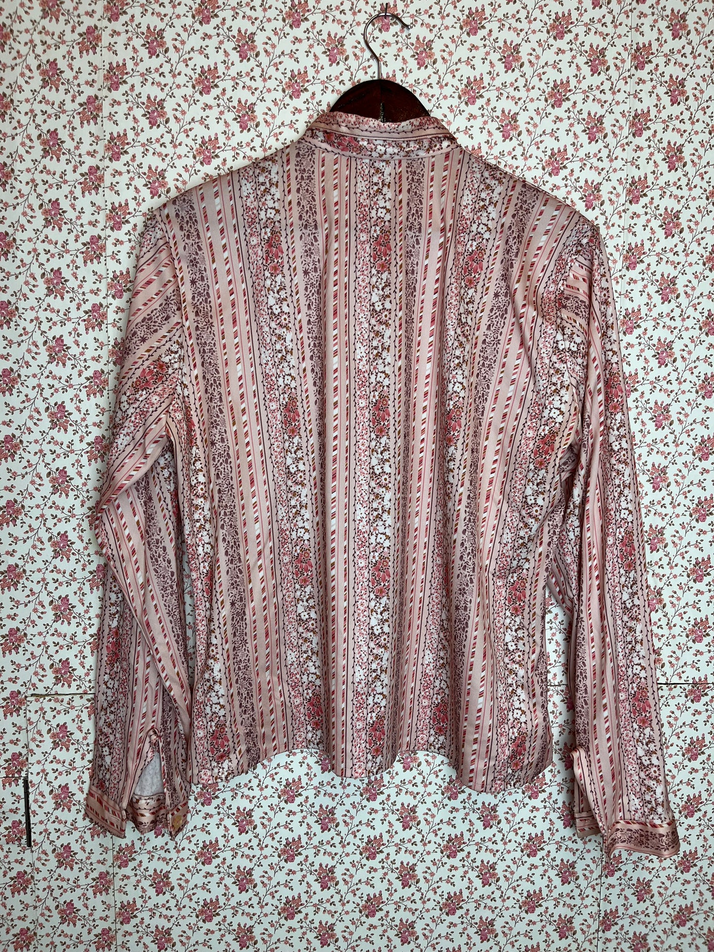 Vintage 1960s Pink Floral Stripe Shirt