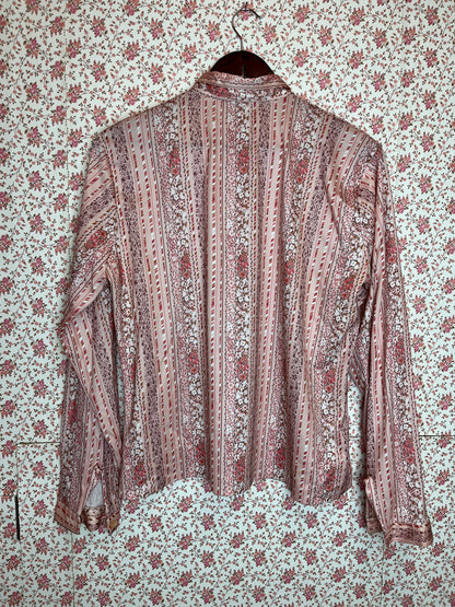 Vintage 1960s Pink Floral Stripe Shirt