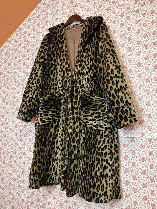 Vintage 1950s Leopard Print Princess Coat